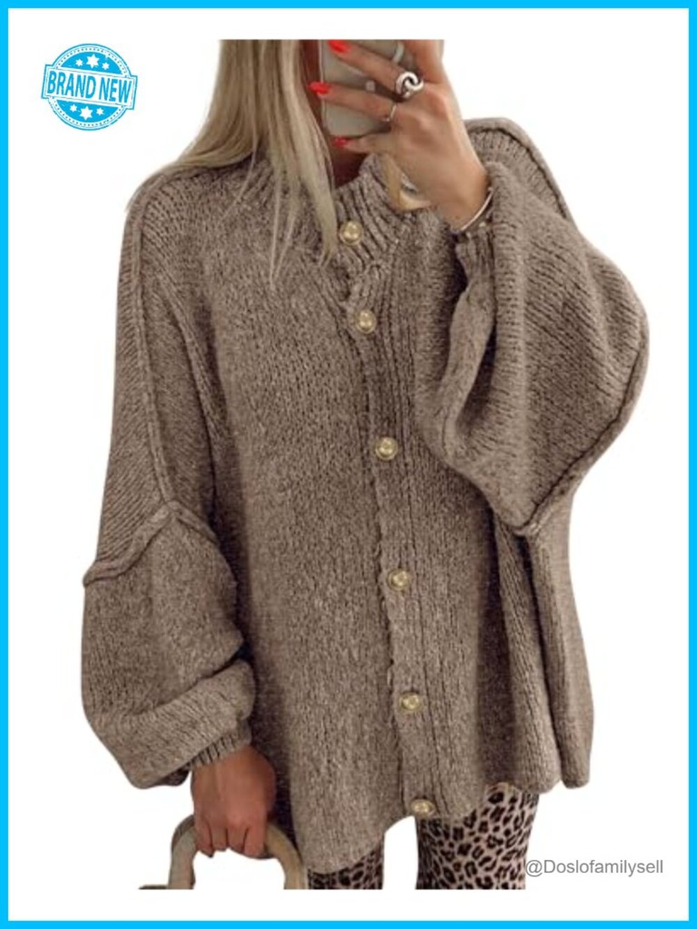 Oversized Button Down Cardigan Sweater Women Casual Fall Layering